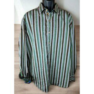 Robert Graham Mens Striped Shirt Size XL Long Sleeve Button-Up Multi-Color